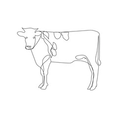 Cow  continuous one line drawing outline vector illustration
