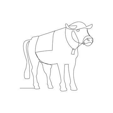 recommend clip art: Cow  continuous one line drawing outline vector illustration