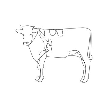 recommend clip art: Cow  continuous one line drawing outline vector illustration