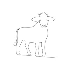 Cow  continuous one line drawing outline vector illustration