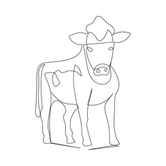 Cow  continuous one line drawing outline vector illustration