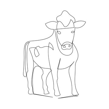 recommend clip art: Cow  continuous one line drawing outline vector illustration