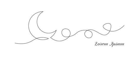 ドローイング 線画 ライン 月 レトロ 背景