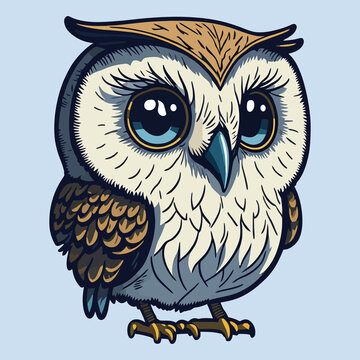 Cute vector design of owl kawaii animal cartoon design Isolated background.