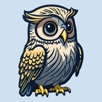 Cute owl kawaii animal cartoon design Isolated background. Vector illustration.