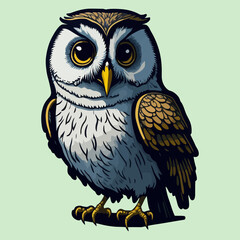 Fototapeta premium Cute owl kawaii animal cartoon character design Isolated background.
