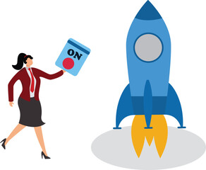 Missile, Rocketship,Growth,Aspirations,Illustration, Businesswoman