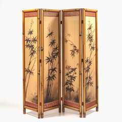 Honey Bamboo 4-Panel Folding Screen: Meditation Space Tranquility