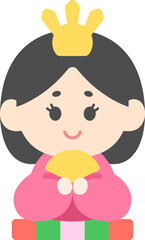雛人形の女雛のアイコンのイラスト
