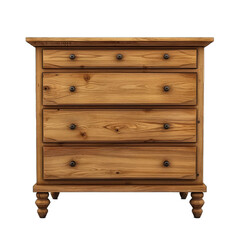 A Wooden Dresser With Drawers.. Isolated on a Transparent Background. Cutout PNG.