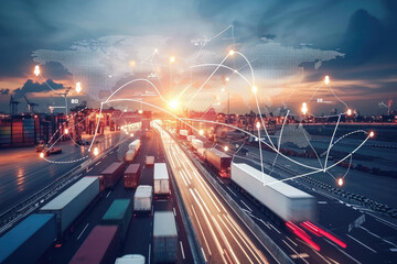 Global logistics network, logistic application service idea - obrazy, fototapety, plakaty