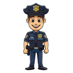 Policeman - Cute Cartoon Policeman Character Illustration