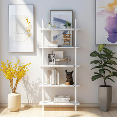 White Marble 5-Shelf Display Stand: Window Painting Showcase