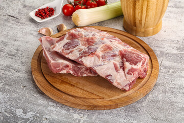 Raw pork ribs for barbecue