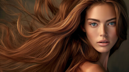 a beauty model with long and flowing hair