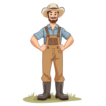 cartoon illustration of a smiling farmer or gardener isolated on white