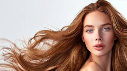 Fototapeta premium showcasing a model with strong, shiny, and well-maintained hair