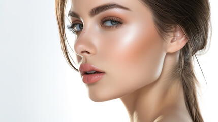 Fototapeta premium a beauty model with well-hydrated and healthy hair, focusing on hair care products