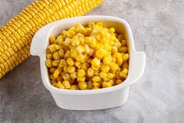 Marinated corn in the bowl