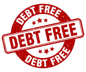 debt free stamp. debt free label. round grunge sign