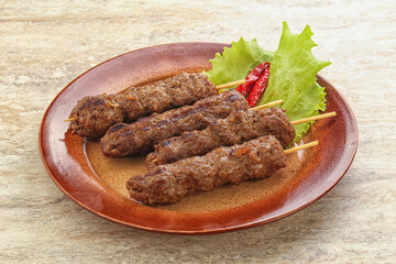 Beef kebab skewer minced meat