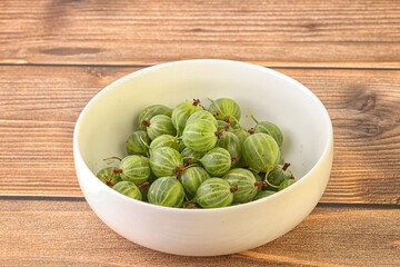 Natural ripe gooseberry heap in the bowl
