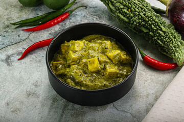 Indian cuisine - palak paneer cheese with spinach