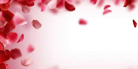  Backdrop of rose petals isolated on white background. Valentine day background