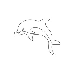 Dolphin continuous one line drawing outline vector  illustration