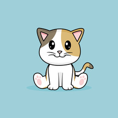 Funny cartoon Cats. Cute Triple Striped Cat Vector Design
