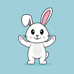 Funny cartoon Rabbit. Cute White Rabbit Vector Design. Easter Day