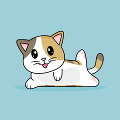 Funny cartoon Cats Cute Triple Striped Cat Vector Design. World Sleep Day