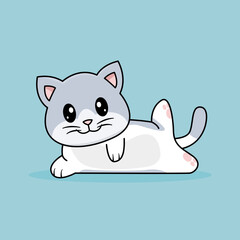 Funny cartoon Cats Cute GrayCat Vector Design. World Sleep Day