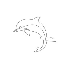 Dolphin continuous one line drawing outline vector  illustration