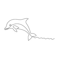 Dolphin continuous one line drawing outline vector  illustration