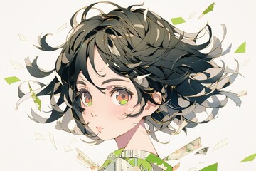 風を感じる女性,Generative AI AI画像