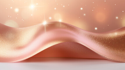 Elegant sparkling waves with a rose gold gradient for luxurious background design.