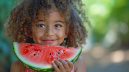 cute kid holding a watermelon,ai