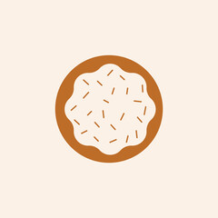 Donut isolated on a white background. Cute, colorful and glossy donuts with pink glaze and multicolored powder. Simple modern design.