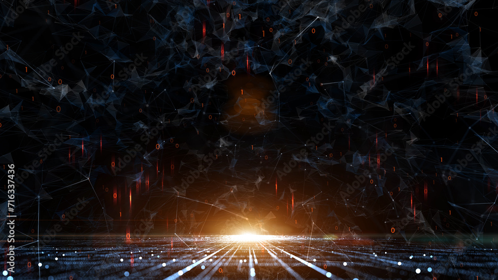 Poster 3d digital computer cyberspace network illustration background.