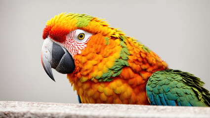 Orange and green Ara. Colorful parrot