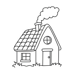 Funny house cartoon for coloring book.