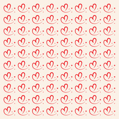 trendy hand-drawn doodle seamless pattern with hearts. Collection of valentines day backgrounds