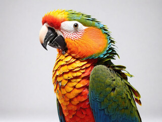 Orange and green Ara. Colorful parrot