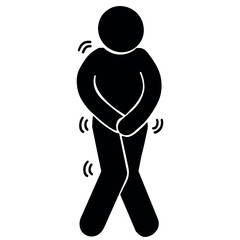 Portrait a man trying to hold in his pee vector illustration