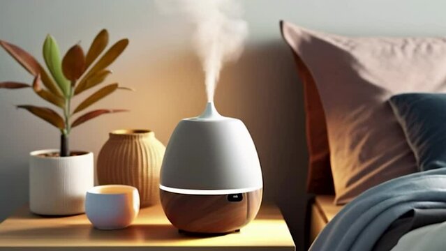 Electric aroma diffuser in the room. Generative AI, Spa.