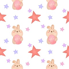 Obraz na płótnie Canvas easter egg bunny seamless pattern. watercolor style Pattern for textiles, wrapping paper, wallpapers, backgrounds
