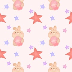 easter egg bunny seamless pattern. watercolor style
 Pattern for textiles, wrapping paper, wallpapers, backgrounds