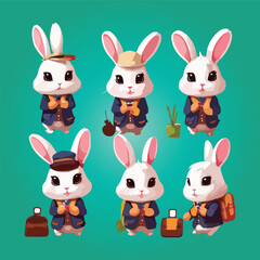 Obraz premium Set of easter rabbits