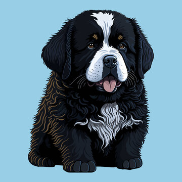 recommend clip art: Cute Newfoundland dog illustration isolated on a plain background.